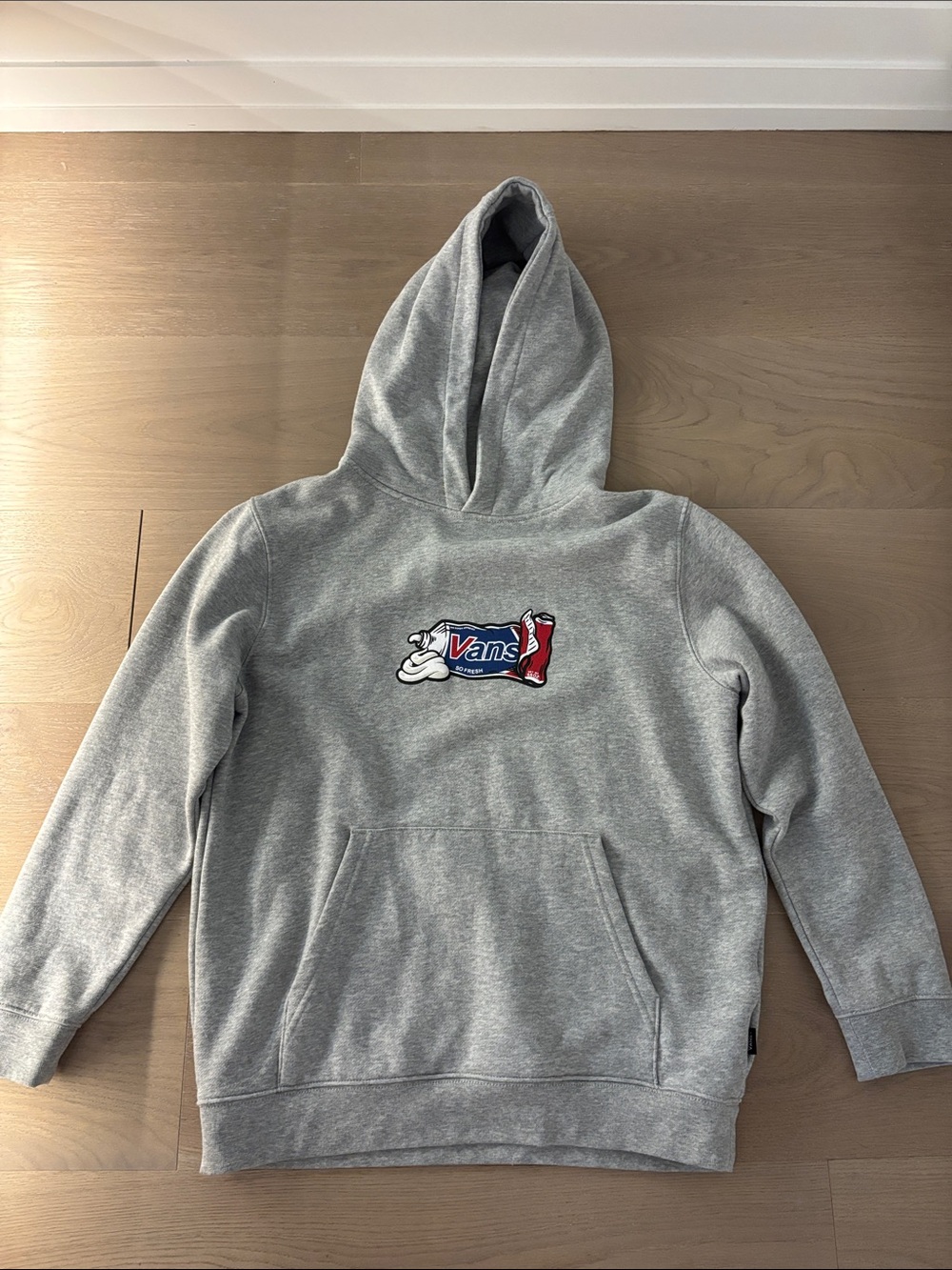 Vans Light Gray Pullover Hoodie with Logo Patch